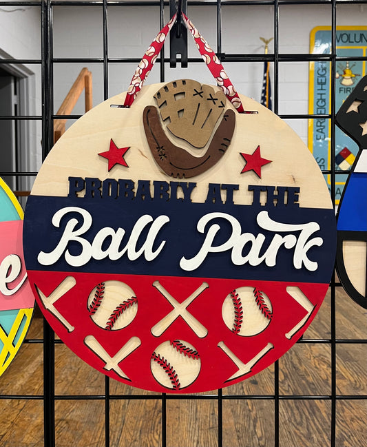 Ball park door sign