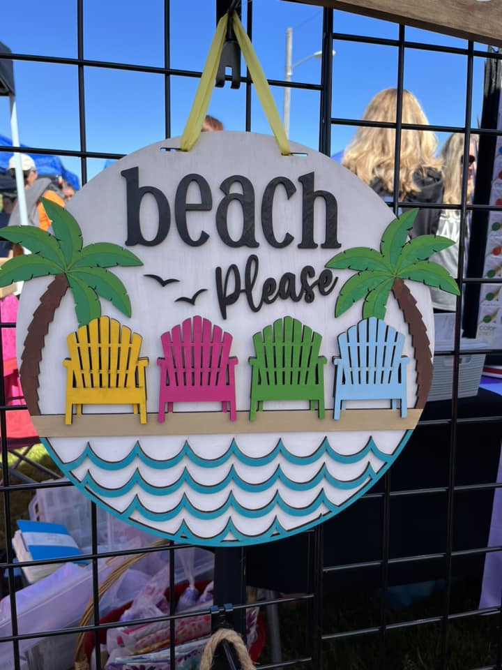 beach please - 16 inch door hanger